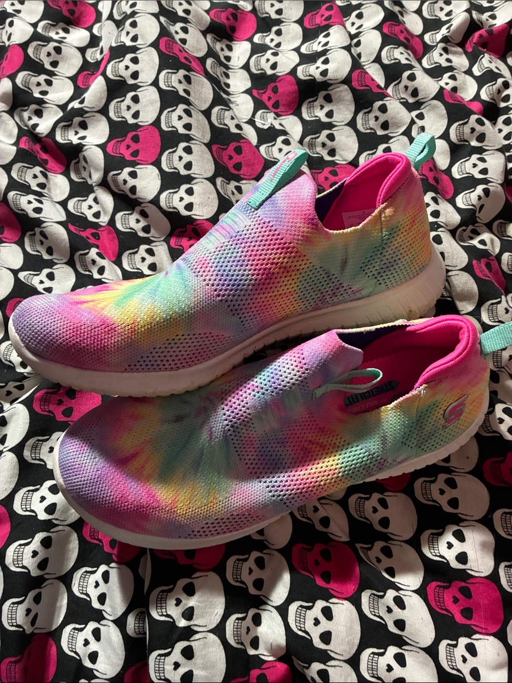 Tie Dye pastel rainbow sketchers sport walking shoes